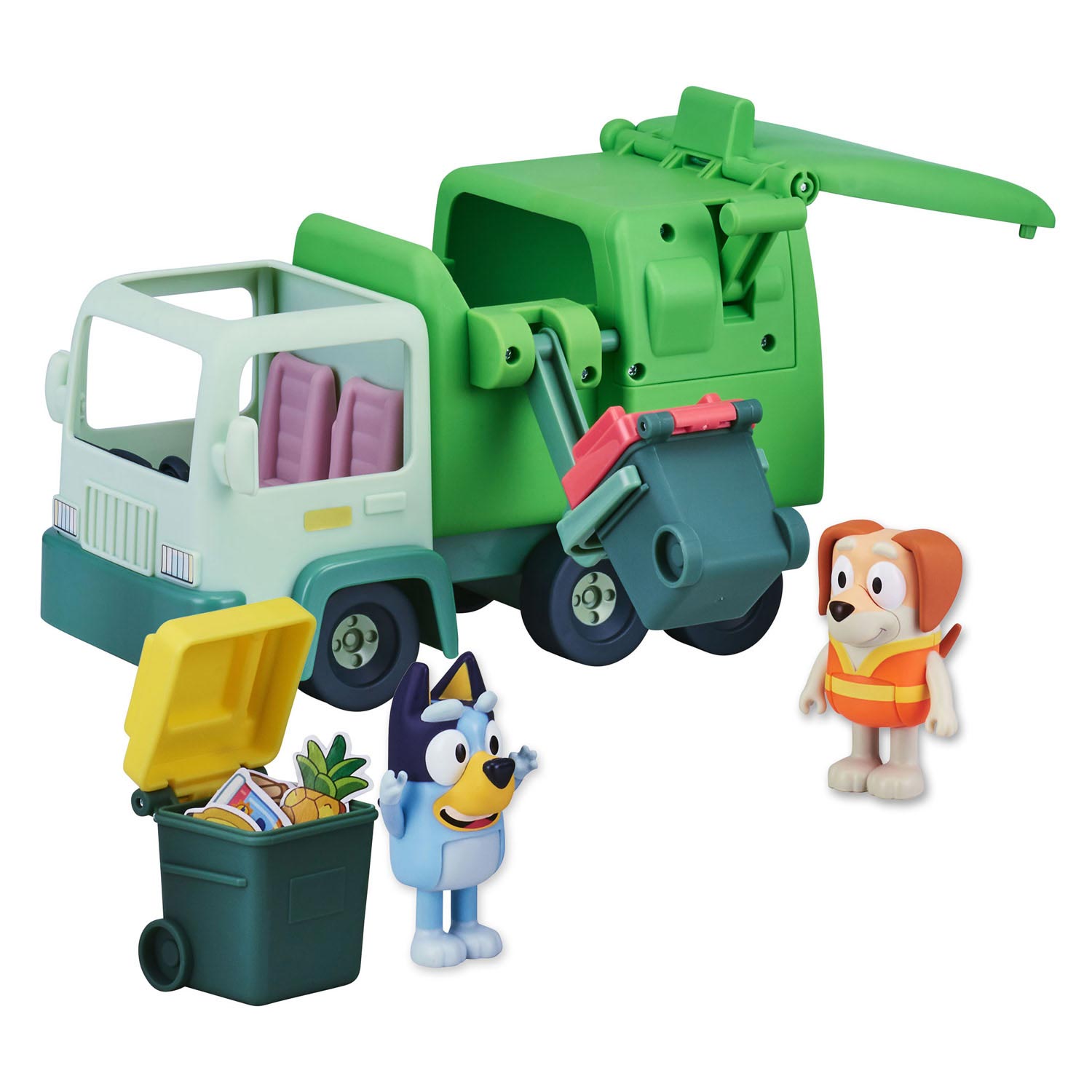 Elandenspeelgoed bluey vuilniswagen met speelfiguren