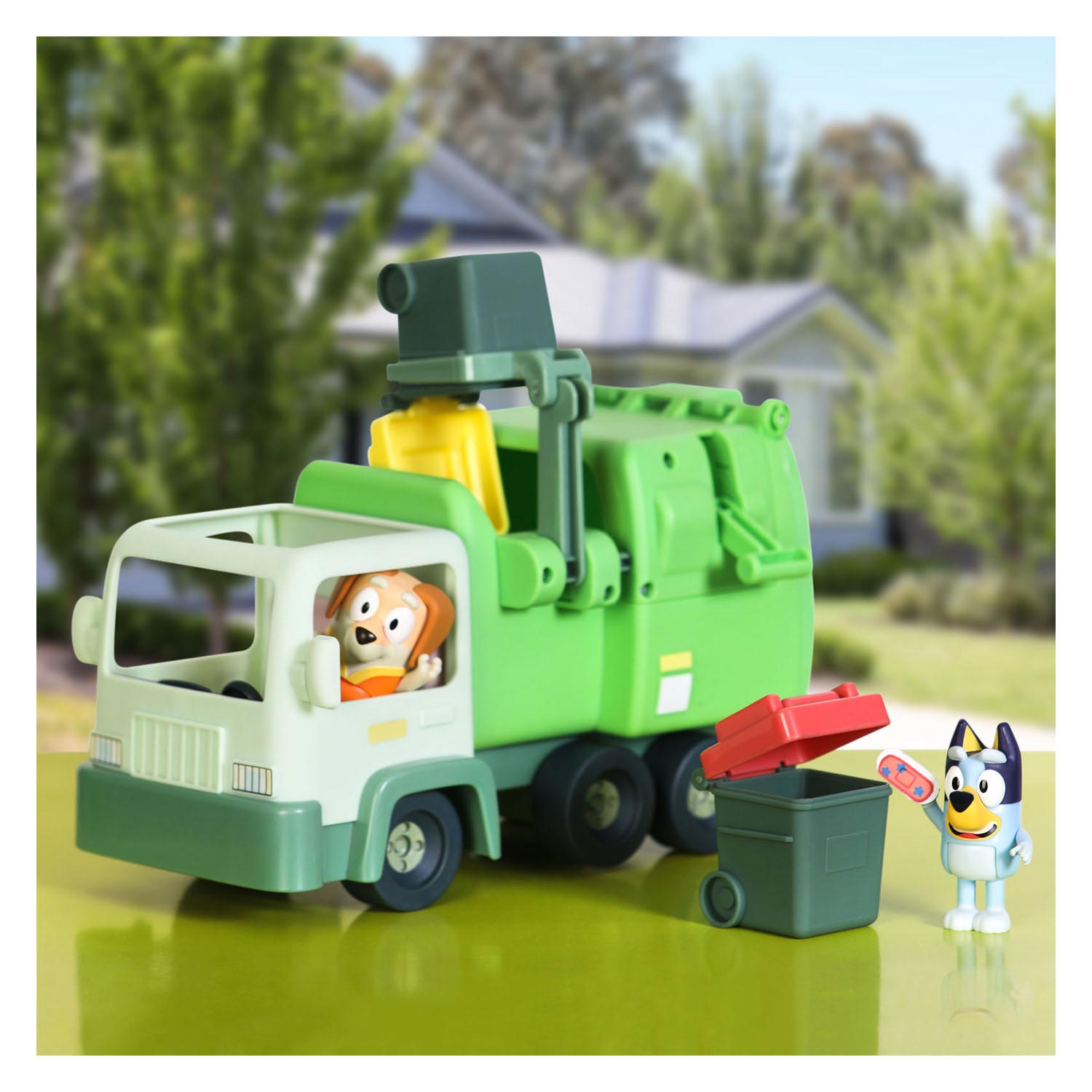 Elandenspeelgoed bluey vuilniswagen met speelfiguren