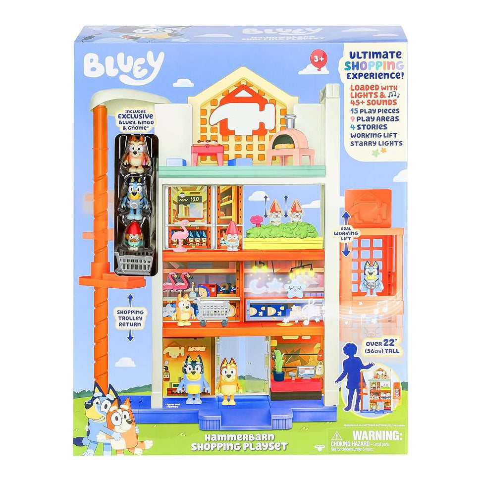 Elandenspeelgoed bluey hammerbarn winkelcentrum speelset met licht en geluid