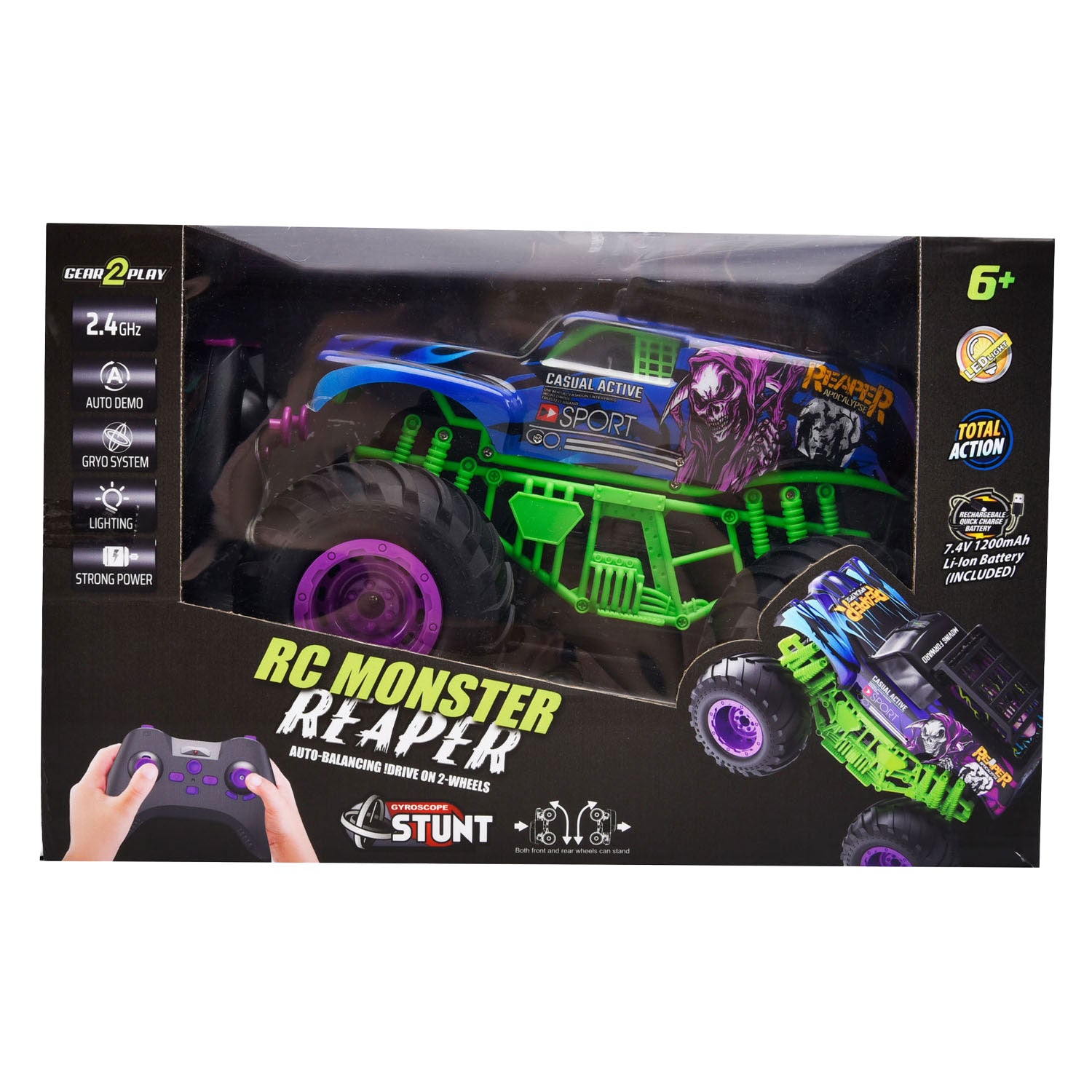 Gear2play rc bestuurbare auto monster truck reaper apocalyps