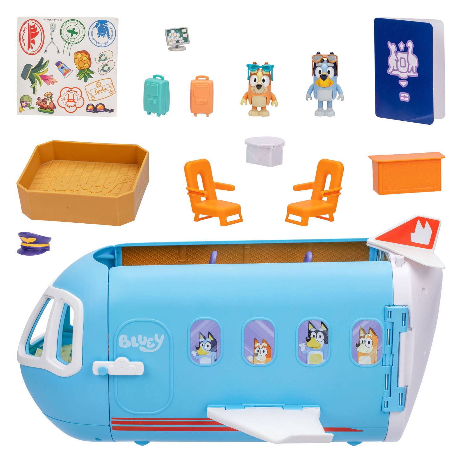 Moose toys bluey 3in1 vliegtuig met 2 speelfiguren