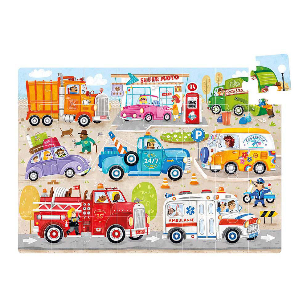 Banana panda puzzel auto's - educatief speelgoed karton 40 stukjes.