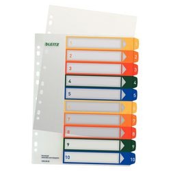 Numerieke tabbladen leitz pc-printable 1293 kleurenassortiment pp (polypropeen)