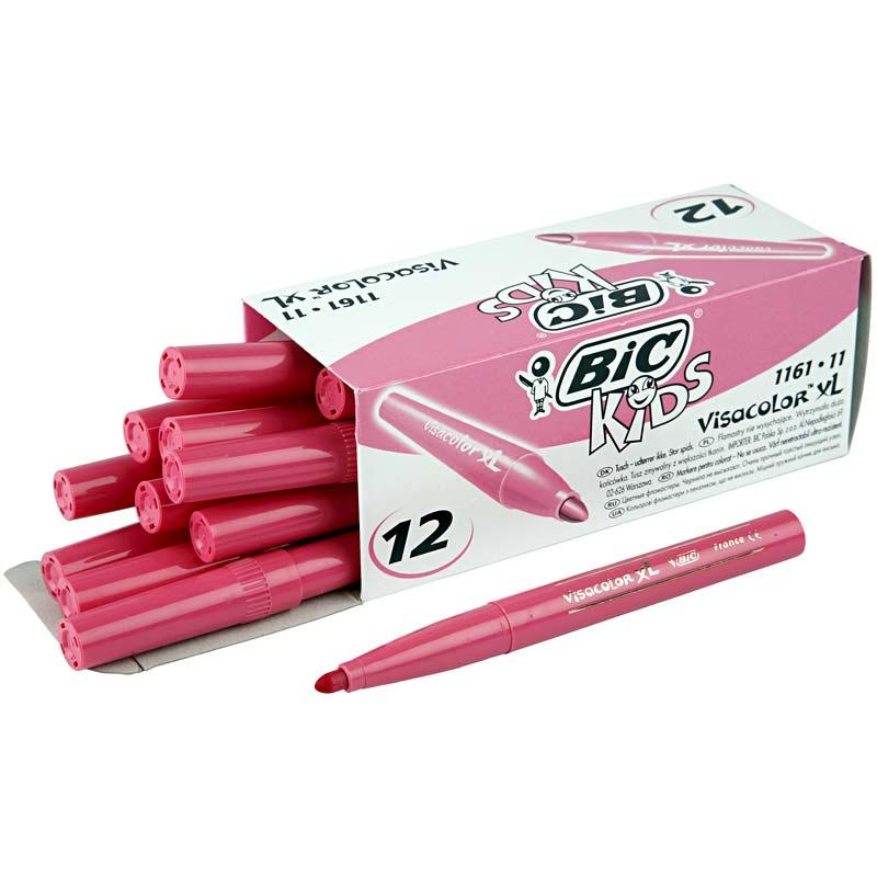Bic visa color kleurstiften, lijndikte 3 mm, roze, 12 stuk 1 doos