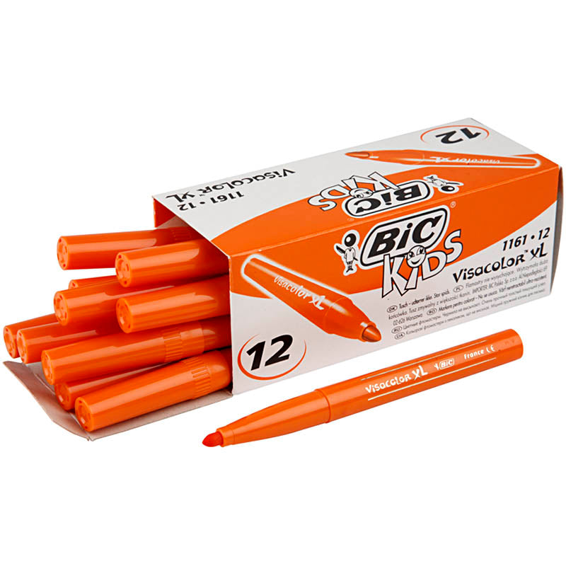 Bic visa color kleurstiften, lijndikte 3 mm, mid oranje, 12 stuk 1 doos
