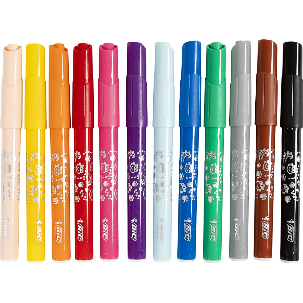 Bic visa color kleurstiften, lijndikte 3 mm, diverse kleuren, 12x12 stuk 1 doos