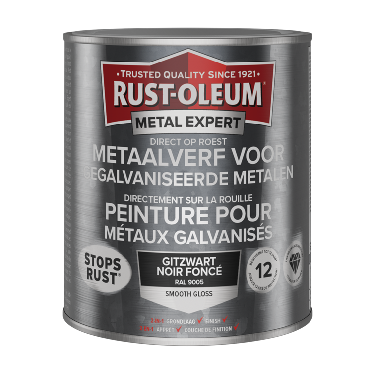 Rust-oleum 1071712 - metaalverf gegalv.metaal-750mlral9005 | 1 stuks