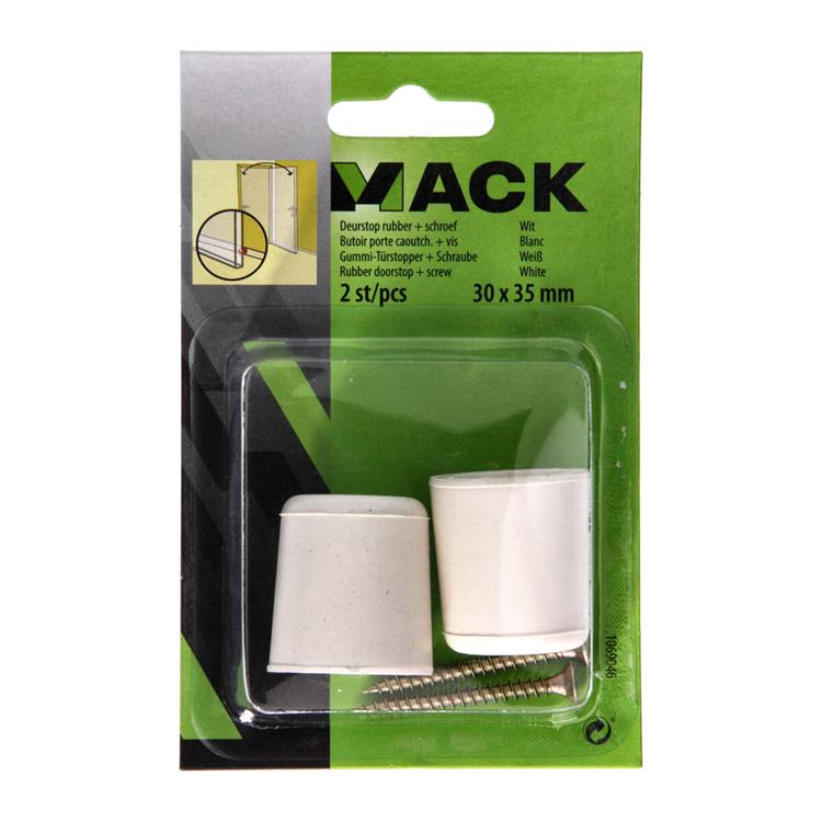 Mack 1069046 - deurstop rubber + schroef wit 30 x 35 mm 2 st pcs | 6 stuks
