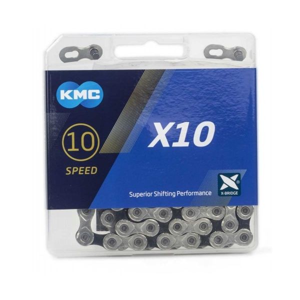 Chaîne KMC X10 argent noir 1 2x1128, 5.88mm, 114 L 10 vitesses.