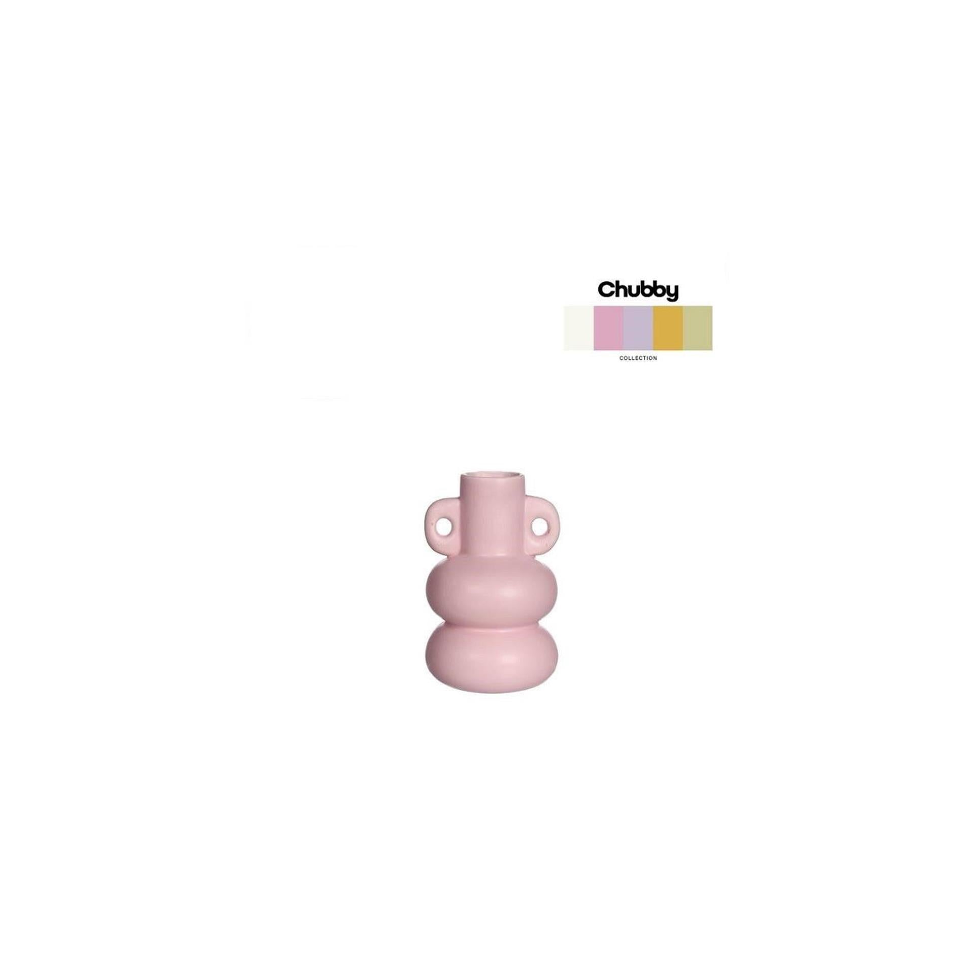 Ideas 4 seasons chubby vaas - kaarsenhouder ø7,6xh12cm roze