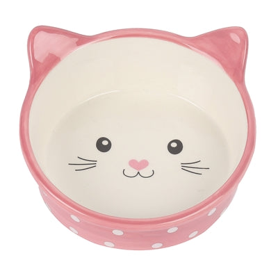 Happy pet voerbak kat polka roze crème