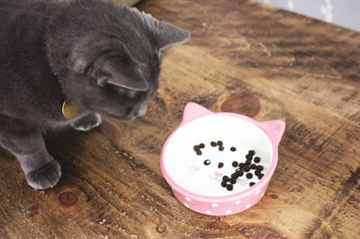 Happy pet voerbak kat polka roze crème