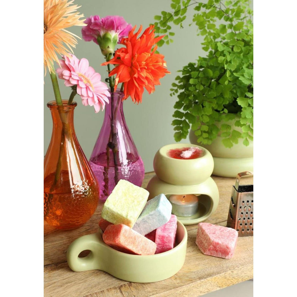 Ideas 4 seasons chubby kaarsenhouder groen 13,5x9,5cm