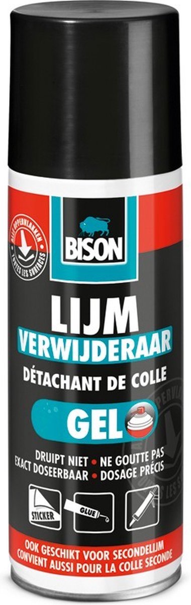 Bison lijmverwijderaar spuitbus 200 ml - handige en krachtige spray voor verwijdering van lijm- en sticker resten van allerlei ondergronden, druipt niet, verticaal toepasbaar
