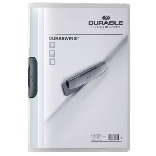 Klemmap duraswing durable kunststof a4 220x306mm transparant grafiet