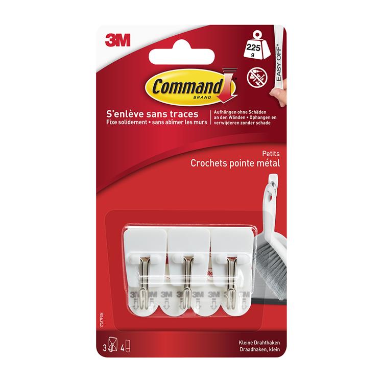 3m commandâ„¢ witte draadhaken, klein, 3hks+4s pk