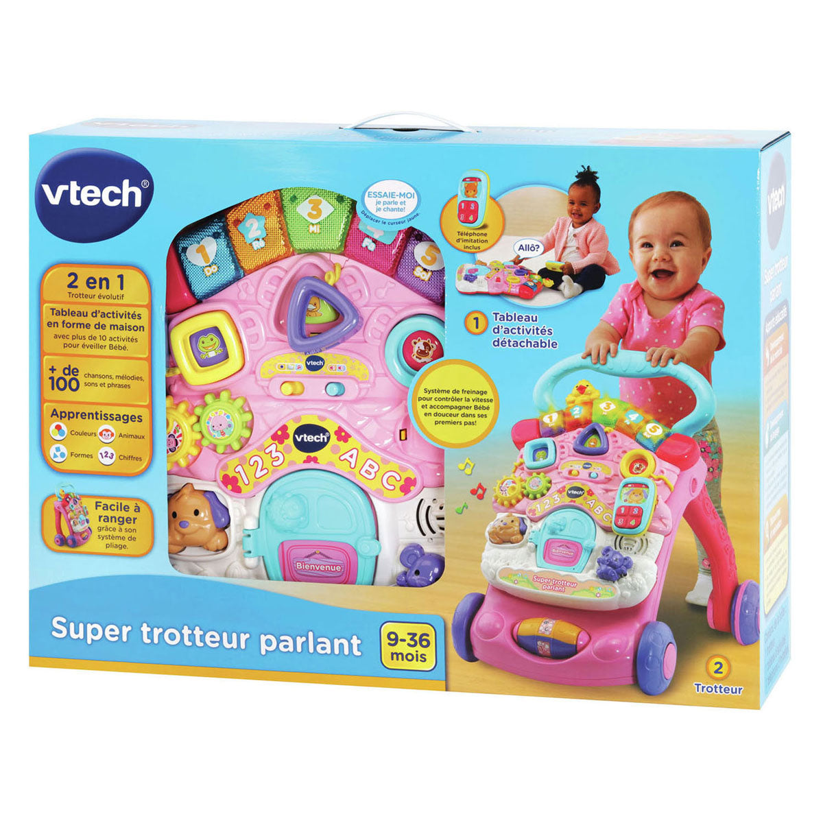 Vtech 2-in-1 activiteiten loopwagen roze