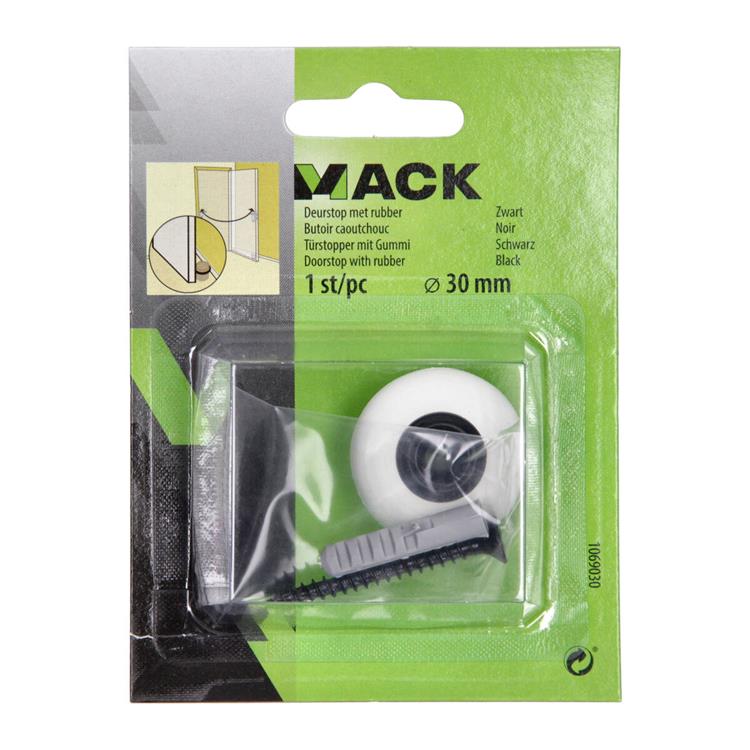 Mack 1069030 - deurstop met rubber zwart ø 30 mm 1 st pc | 6 stuks
