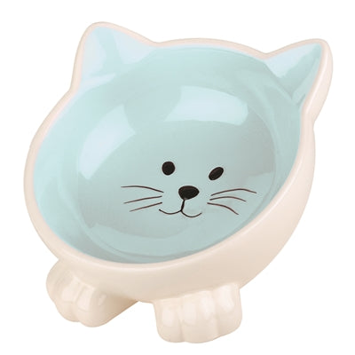 Happy pet voerbak kat orb blauw crème