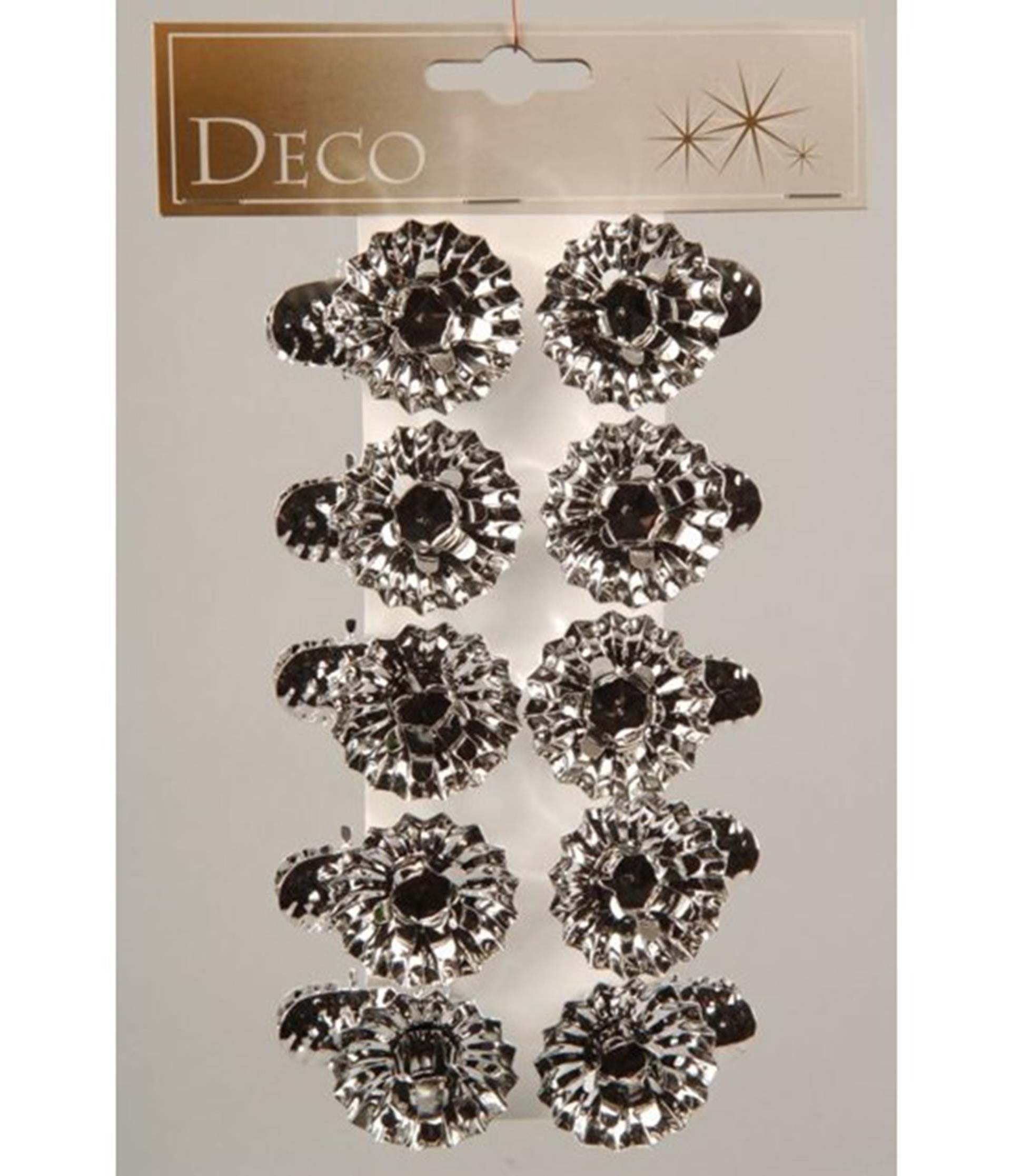 Decoris kerstboomkaarshouders zilver10 stuks
