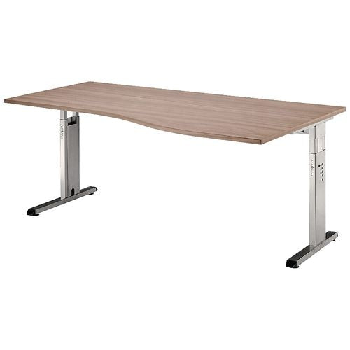 Bach desk ergonomic walnut height adjustable c-leg 1800x1000x680-760mm hammerer