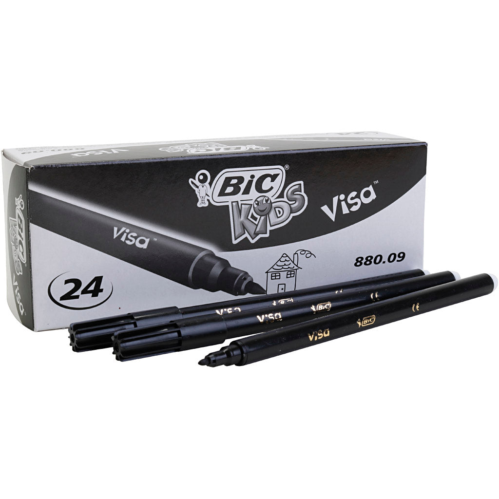 Bic visa fijne marker, lijndikte 0,7 mm, zwart, 24 stuk 1 doos