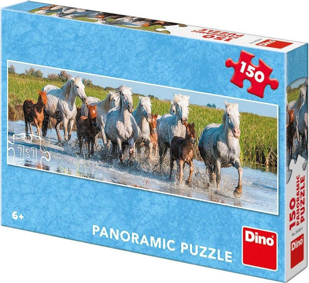 Dinotoys dinopuzzel - panorama van paarden in het water - 150 stukjes