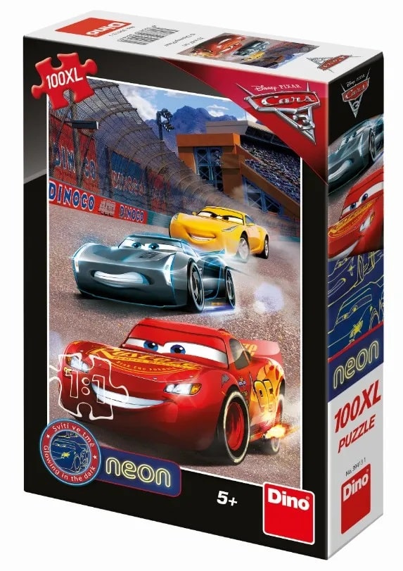 Dinotoys dino puzzel - glow in the dark cars - 100 xl stukjes