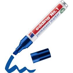 Permanente marker edding no. 1 blauw 1-5 mm beitelvormige punt
