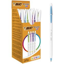 Bic cristal up blauw, groen, roze, paars intrekbare balpen met klembevestiging medium 20 stuk(s)