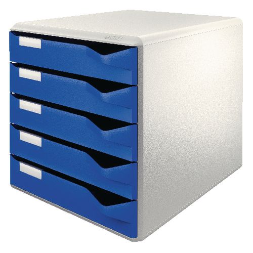 Ladenkastje leitz 5280 35 5 laden29,1x35,2x29,2cm grijs blauw