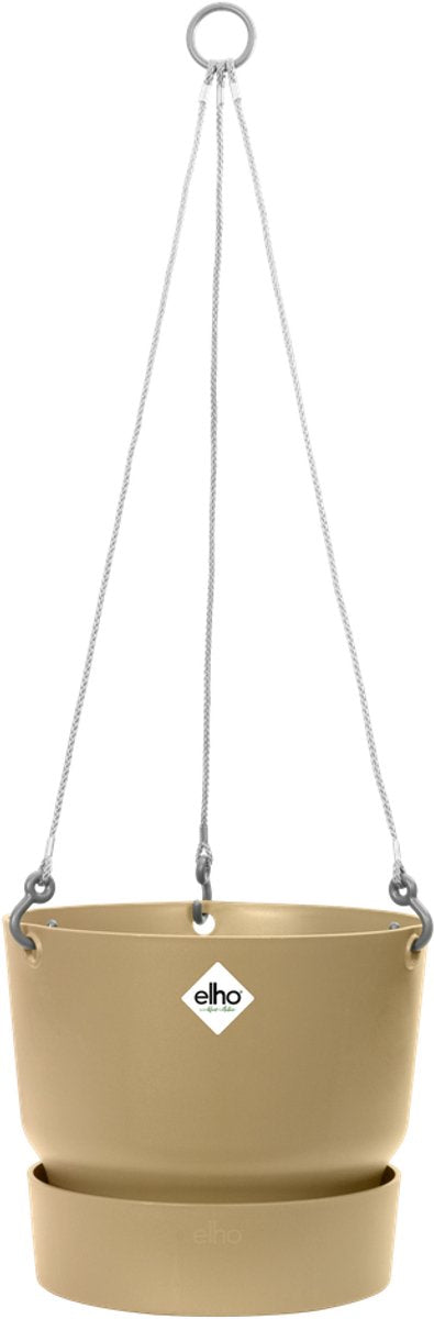 Elho greenville hangschaal 24 - hangpot voor buiten - 100% gerecycled plastic - ø 23.5 x h 20.5 cm - goudkleurig zand
