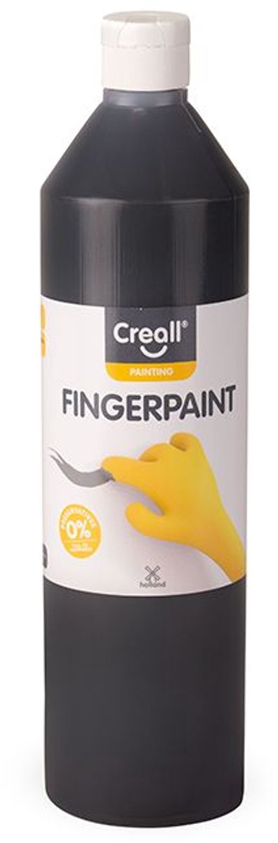 Creall vingerverf zwart conserveringsvrij 750ml kinderverf.