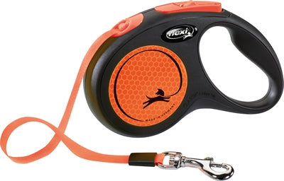Flexi New Classic Neon Tape Retractable Leash, Black/Orange