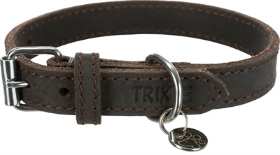 Trixie Halsband hond rustiek vetleer donkerbruin