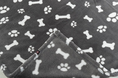 Trixie dog blanket Kenny fleece bone paws grey