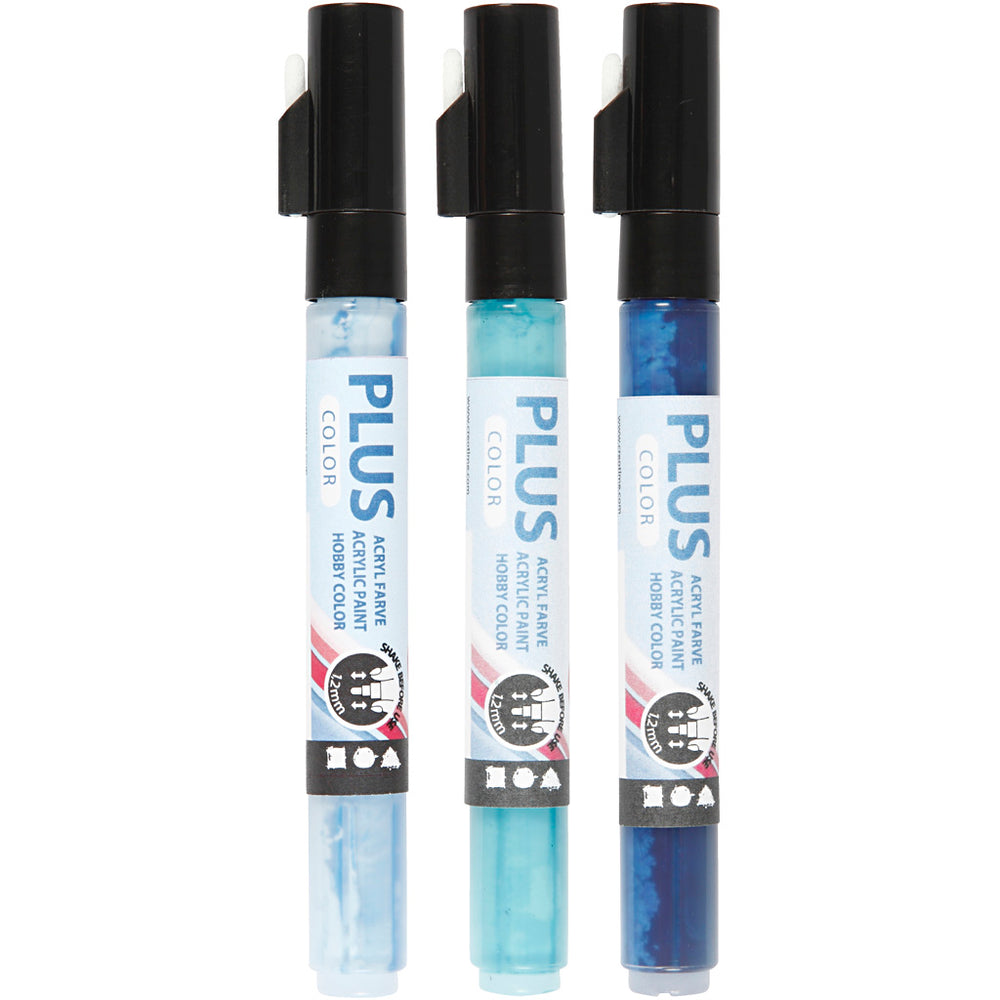 Plus Color Verfstiften - Hemelsblauw,Marineblauw,Turquoise