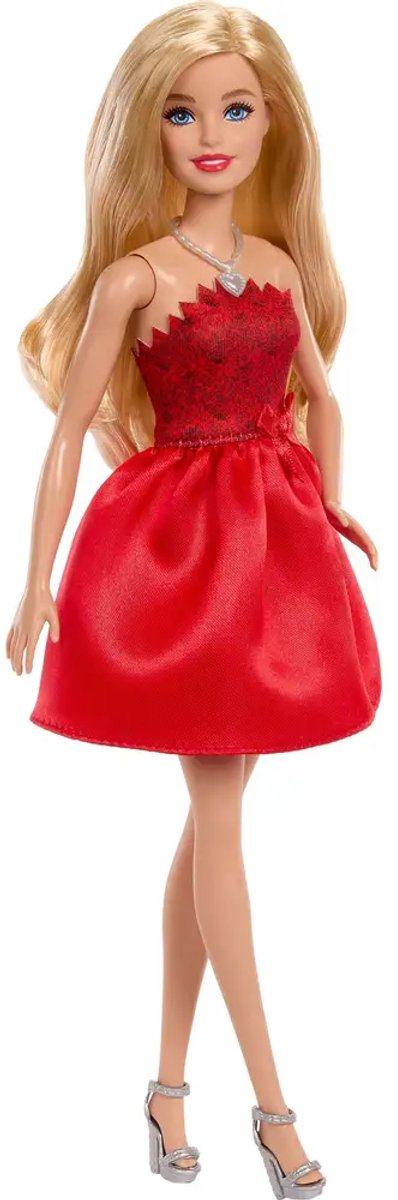 Barbie mattel 80-jubileum modepop – robijnrode jurk zilveren accenten