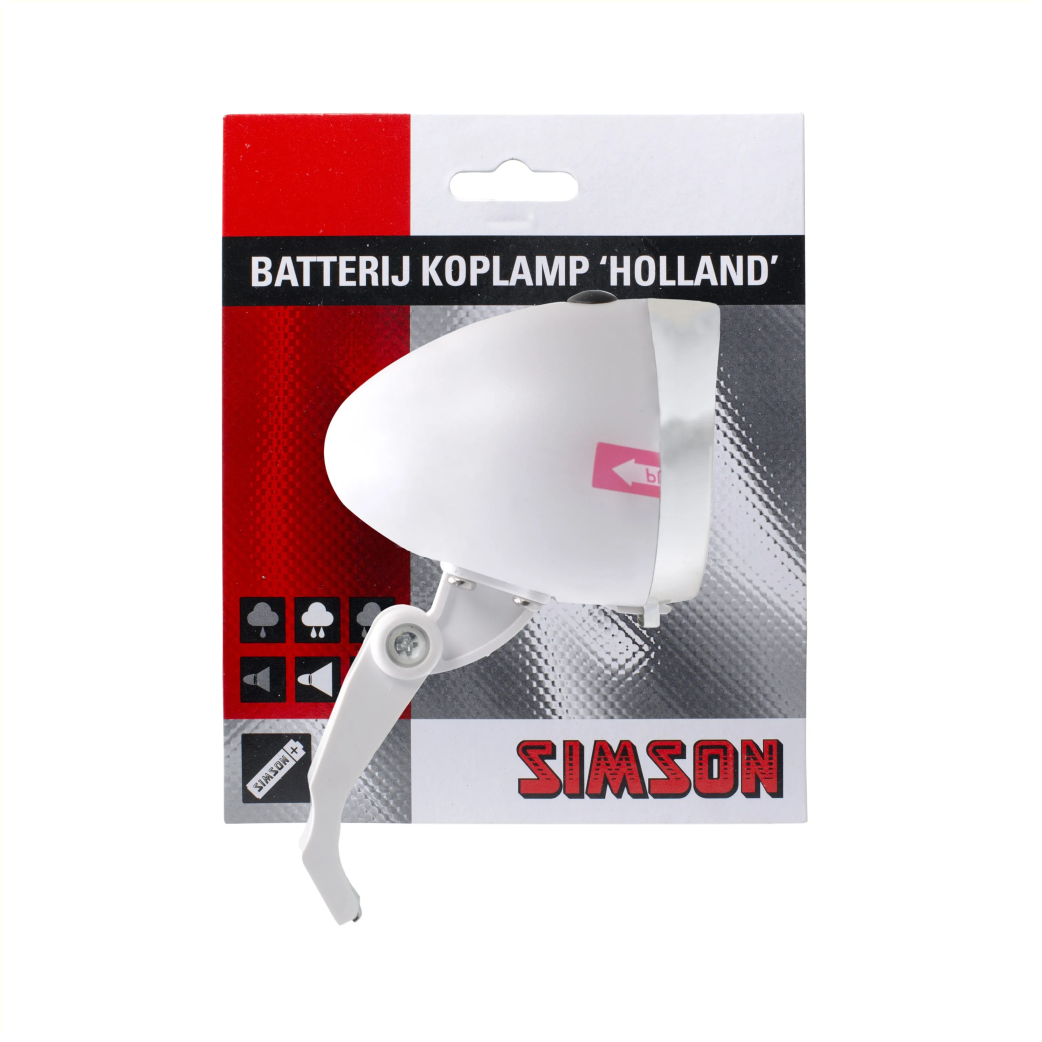Phare Simson Battery Fork Holland 3 LEDs blanc
