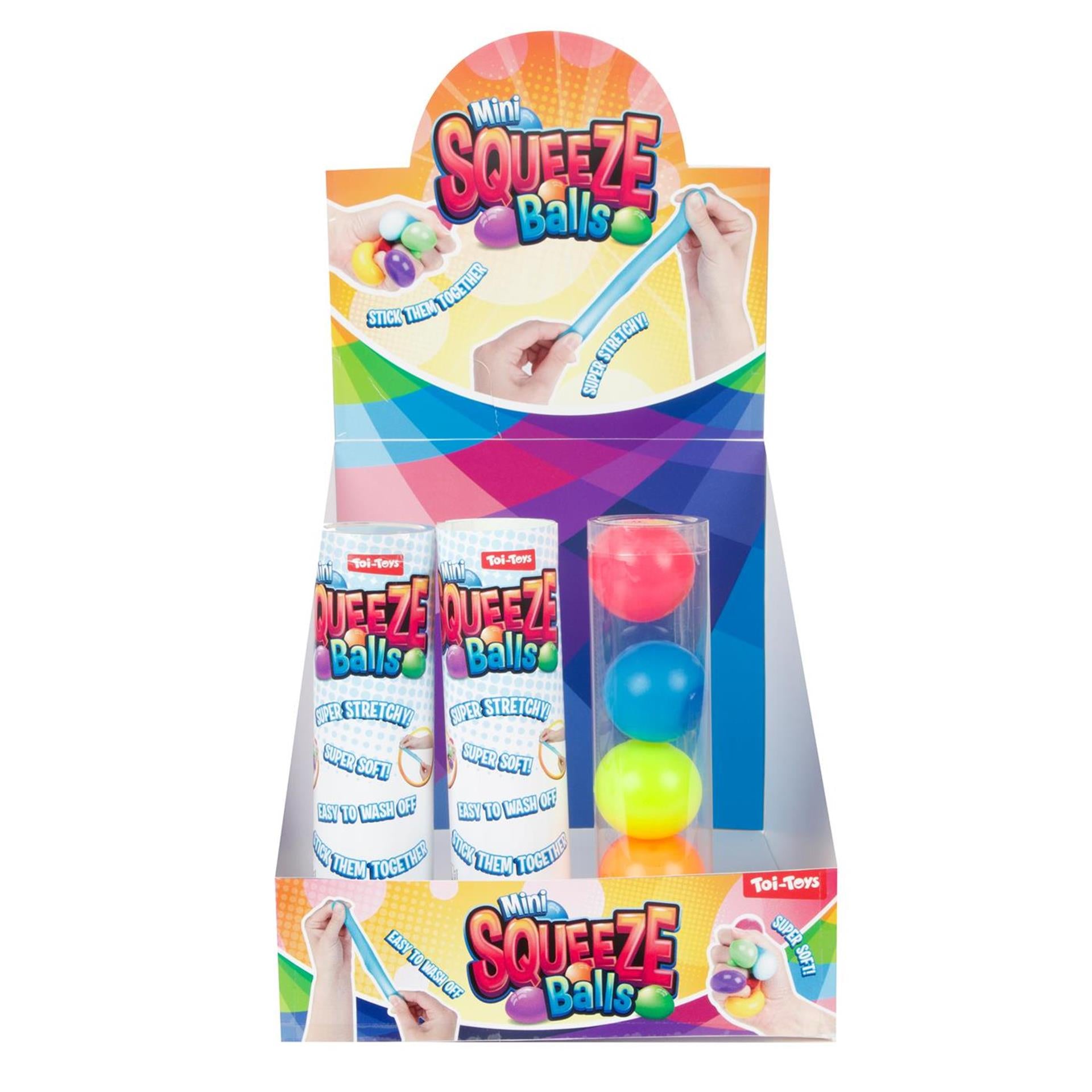 Toi-toys leuke mini knijpballen stickeezz in koker, 5st.