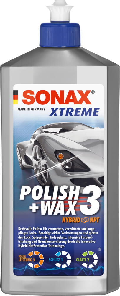 Sonax auto polijstmiddel xtreme polish+wax 3 hybrid npt polish wax 3 nanopro xtreme 500 ml