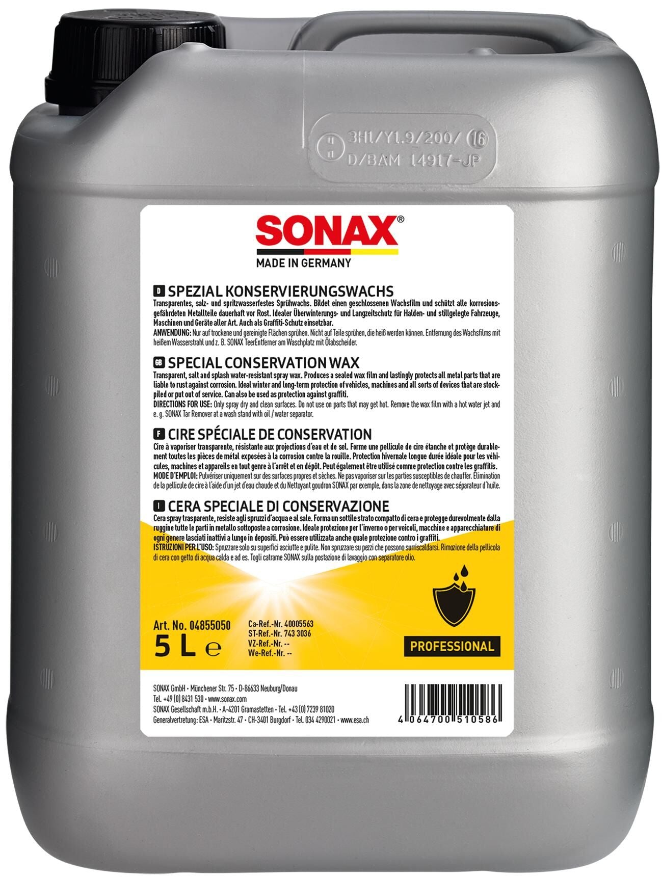 Sonax corrosiebescherming spezialkonservierungswachs special conservative wax can