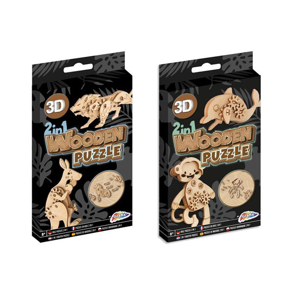 Grafix 2-in-1 Wooden 3D Animal Puzzles
