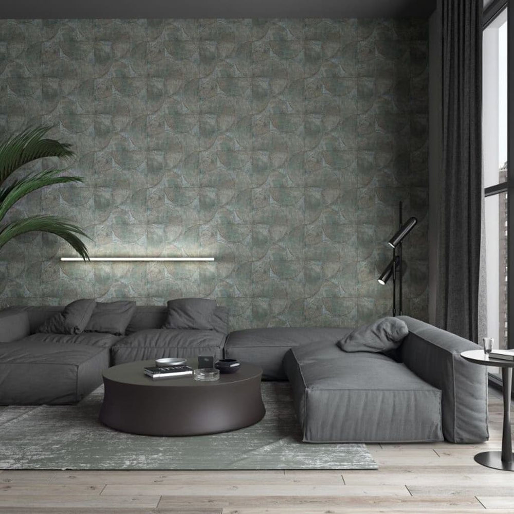 Noordwand behang vintage deluxe grafische cirkellook grijs en bruin