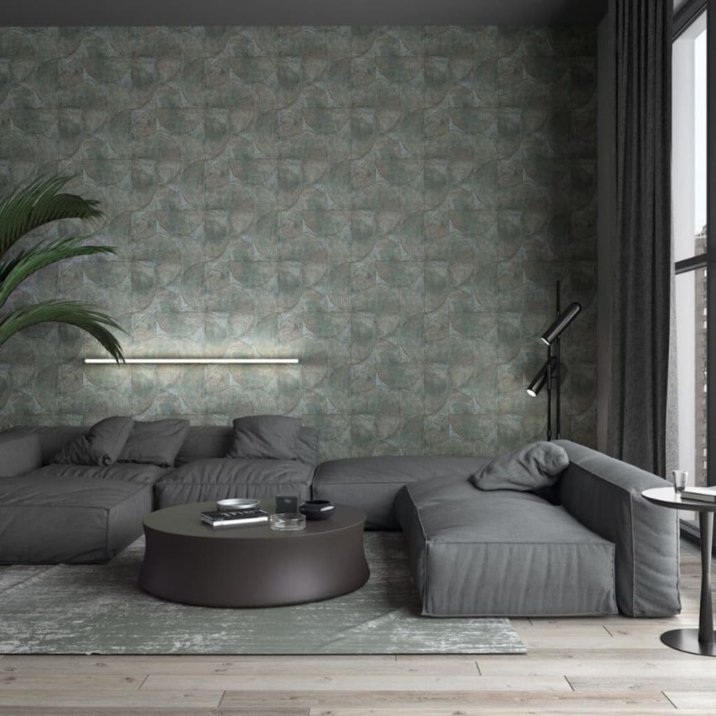 Noordwand behang vintage deluxe grafische cirkellook grijs en bruin