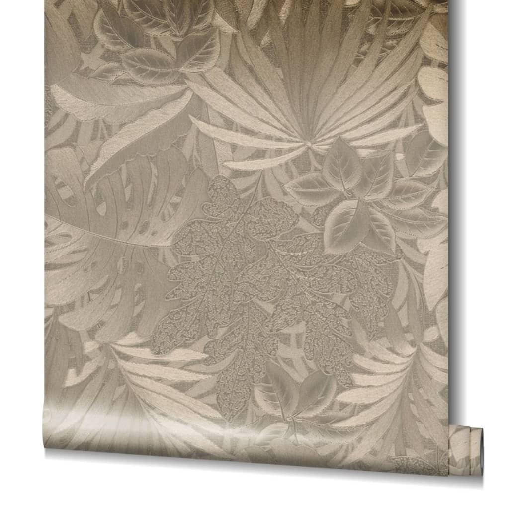Noordwand behang botanica grote bladeren metallic