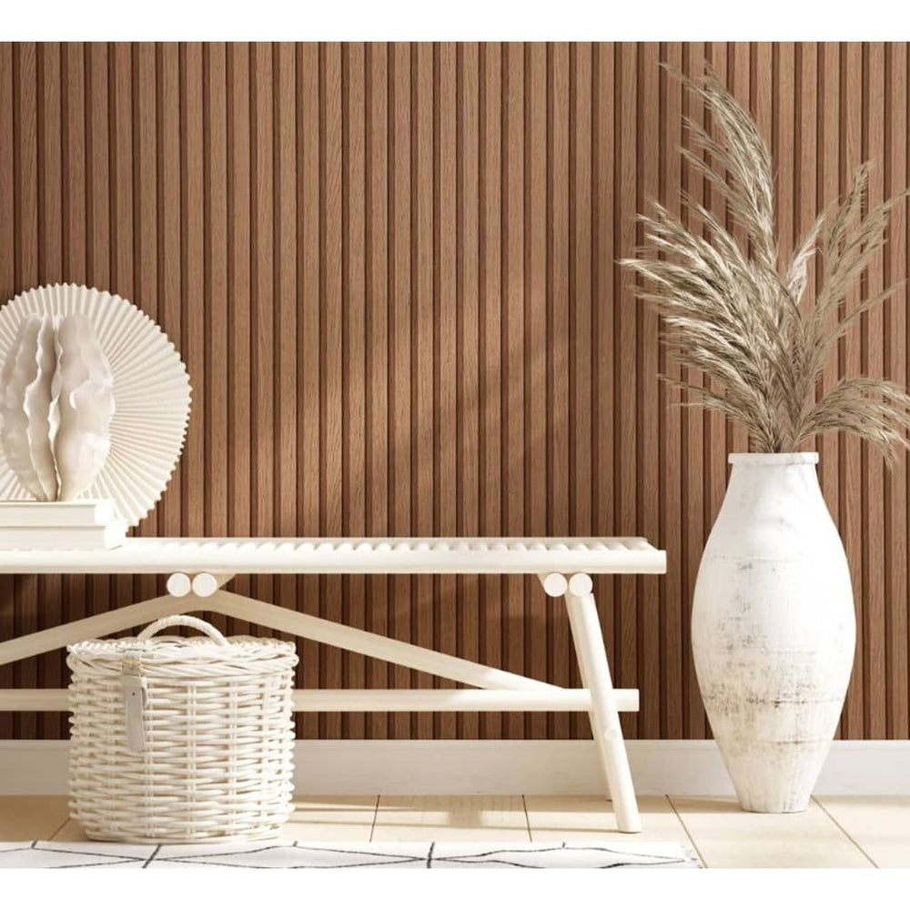 Noordwand behang botanica houten latten bruin