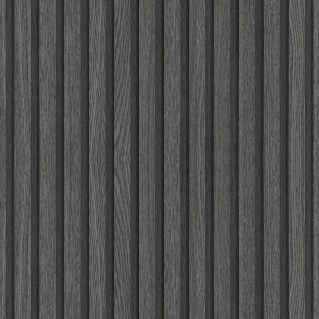 Noordwand behang botanica houten latten zwart en grijs