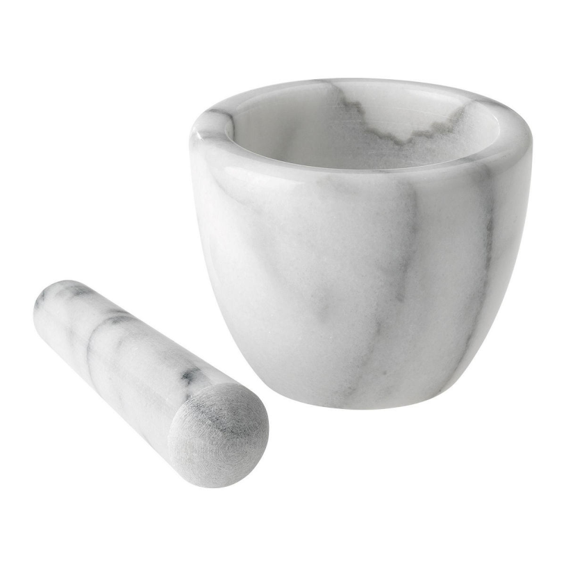 Westmark vijzel met stamper van marmer, hoog, binnendiameter: ca. 7,5 cm, gourmet, wit grijs, 69592260