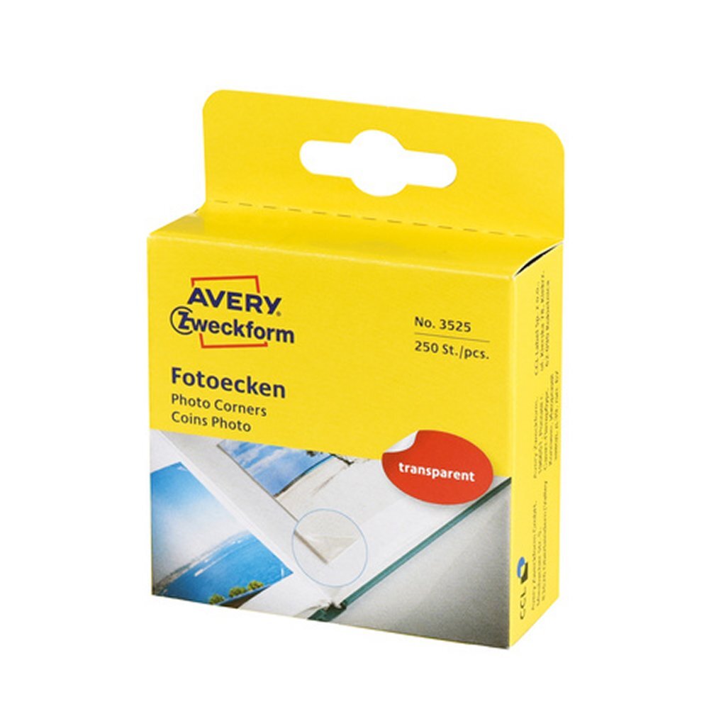 Avery av-3525 zweckform fotohoekjes 19x17 mm 250 stuks transparant